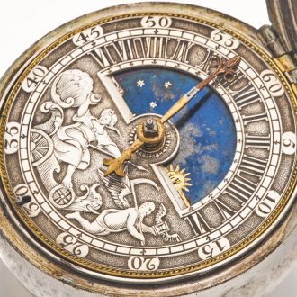 English silver verge watch with day and night indication Circa 1680