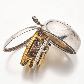 English silver verge watch with day and night indication Circa 1680