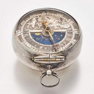 English silver verge watch with day and night indication Circa 1680