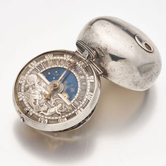 English silver verge watch with day and night indication Circa 1680
