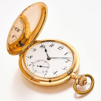 Swiss fine 14k pink gold hunting cased IWC watch Circa 1912