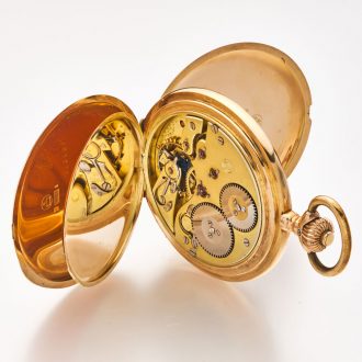 Swiss fine 14k pink gold hunting cased IWC watch Circa 1912