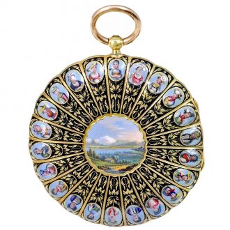 Very fine Swiss gold and enamel cylinder watch Circa 1810