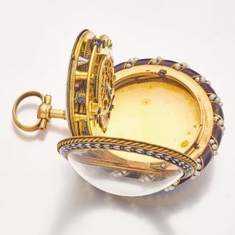 Attractive French gold and enamel watch with original key Circa 1780