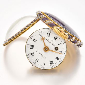 Attractive French gold and enamel watch with original key Circa 1780
