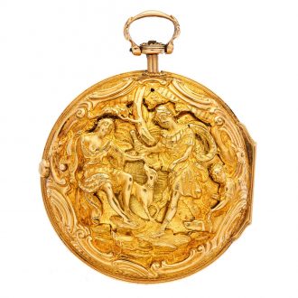 Rare English 22 carat gold repoussé verge watch Circa 1746