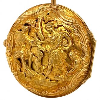 Rare English 22 carat gold repoussé verge watch Circa 1746