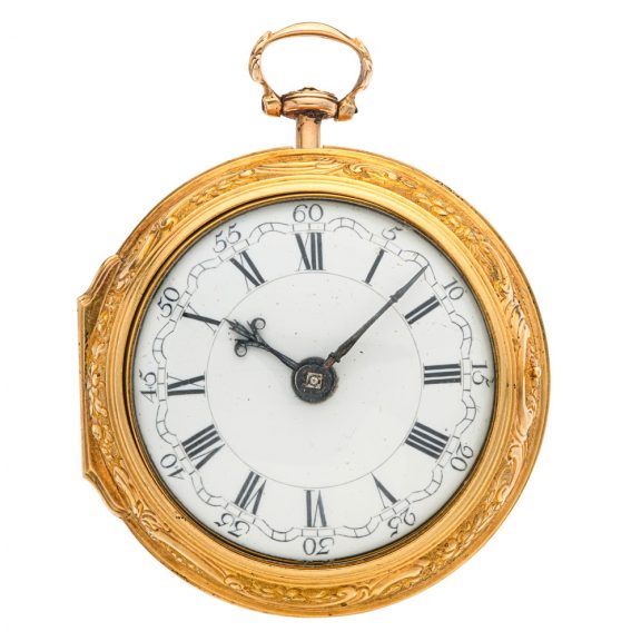 Rare English 22 carat gold repoussé verge watch Circa 1746 Rare English 22 carat gold repoussé verge watch Circa 1746