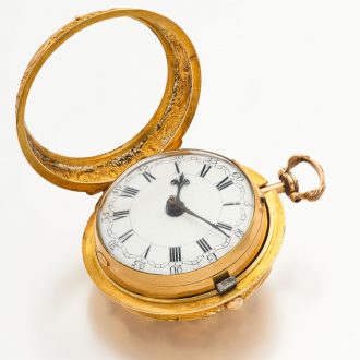Rare English 22 carat gold repoussé verge watch Circa 1746