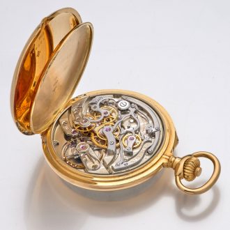 Swiss gold chronograph with jumping minute counter Circa 1907