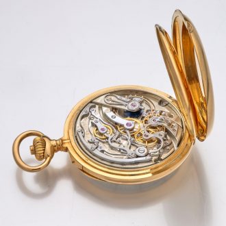 Swiss gold chronograph with jumping minute counter Circa 1907
