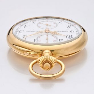 Swiss gold chronograph with jumping minute counter Circa 1907