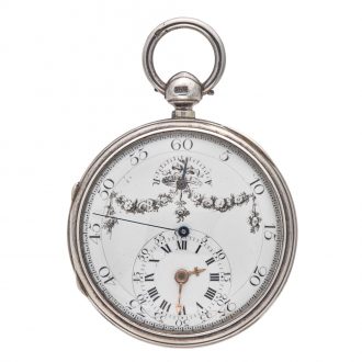 Rare Swiss silver automatic winding cylinder watch Circa 1800