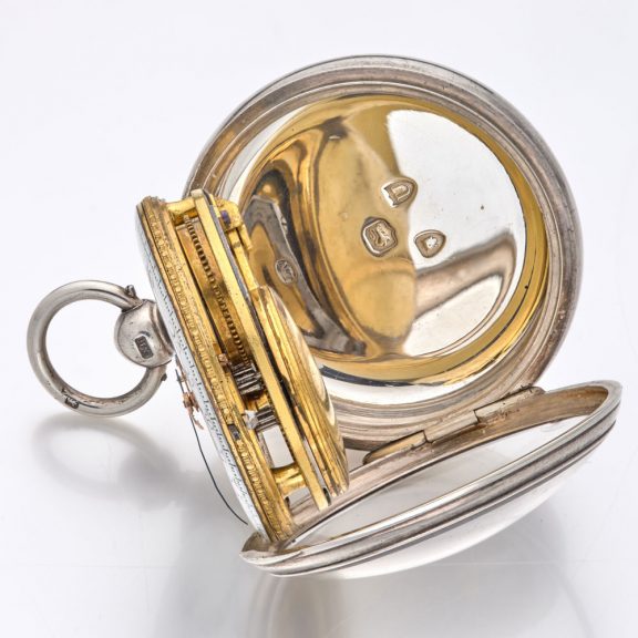 Rare Swiss silver automatic winding cylinder watch Circa 1800 Rare Swiss silver automatic winding cylinder watch Circa 1800