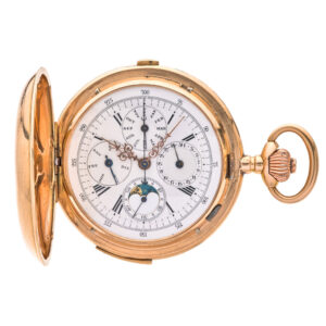 Large Swiss 14 carat gold complicated lever watch Circa 1895