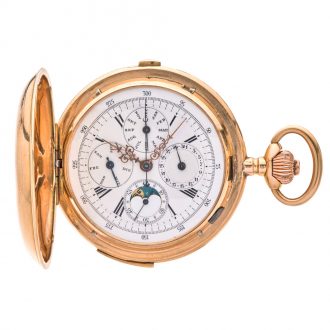 Large Swiss 14 carat gold complicated lever watch Circa 1895