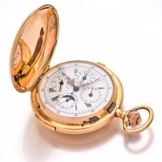 Large Swiss 14 carat gold complicated lever watch Circa 1895