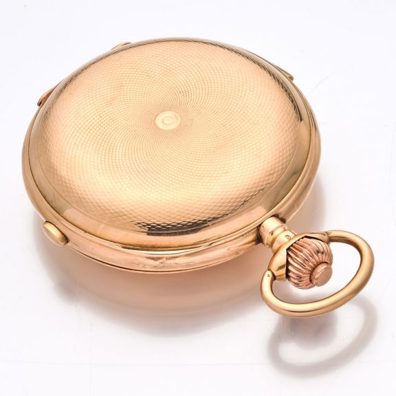 Large Swiss 14 carat gold complicated lever watch Circa 1895 Large Swiss 14 carat gold complicated lever watch Circa 1895