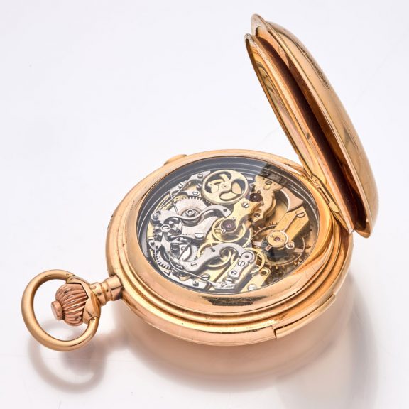 Large Swiss 14 carat gold complicated lever watch Circa 1895 Large Swiss 14 carat gold complicated lever watch Circa 1895