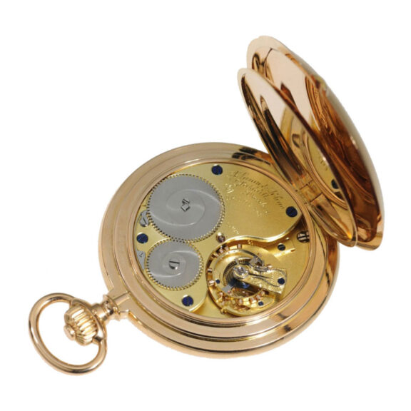 German gold hunting cased lever with carrousel Circa 1914 German gold hunting cased lever with carrousel Circa 1914