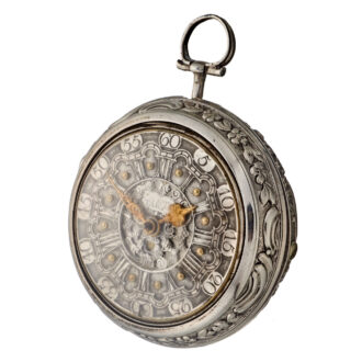 A silver champleve date dial in silver pair cases Circa 1764