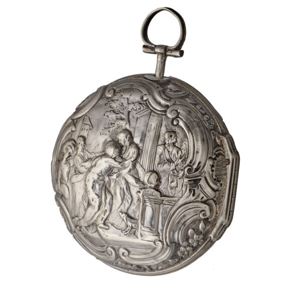 A silver champleve date dial in silver pair cases Circa 1764 A silver champleve date dial in silver pair cases Circa 1764