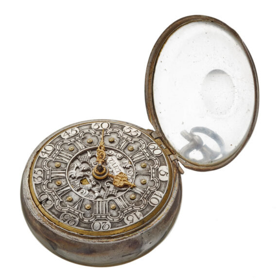 A silver champleve date dial in silver pair cases Circa 1764 A silver champleve date dial in silver pair cases Circa 1764
