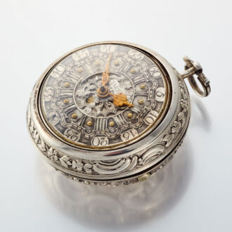 A silver champleve date dial in silver pair cases Circa 1764