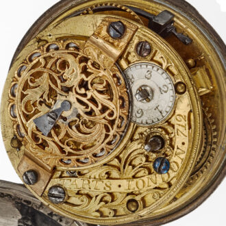 A silver champleve date dial in silver pair cases Circa 1764