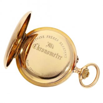 French 18 carat gold half hunting cased pocket chronometer Circa 1890