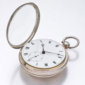 Impressive English silver open faced chronometer watch Circa 1837