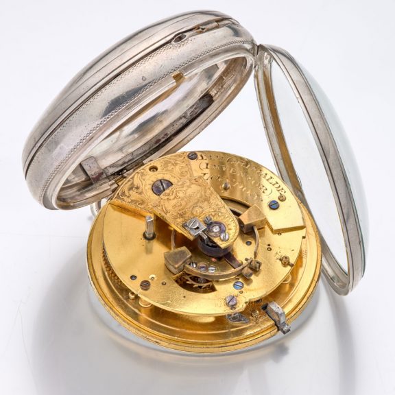 Impressive English silver open faced chronometer watch Circa 1837 Impressive English silver open faced chronometer watch Circa 1837