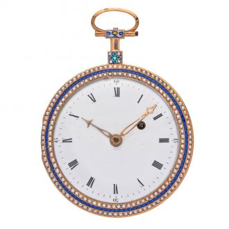 Exclusive French gold, enamel and pearl set watch Circa 1790