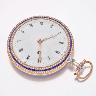 Exclusive French gold, enamel and pearl set watch Circa 1790
