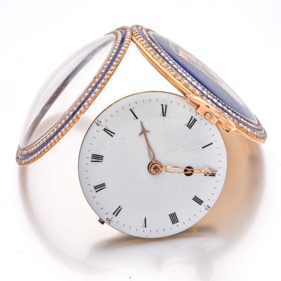 Exclusive French gold, enamel and pearl set watch Circa 1790 Exclusive French gold, enamel and pearl set watch Circa 1790