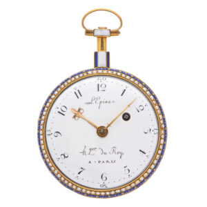 Rare French 18 carat gold and enamel verge watch Circa 1790