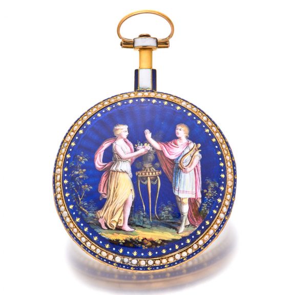 Rare French 18 carat gold and enamel verge watch Circa 1790 Rare French 18 carat gold and enamel verge watch Circa 1790