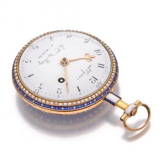 Rare French 18 carat gold and enamel verge watch Circa 1790 Rare French 18 carat gold and enamel verge watch Circa 1790
