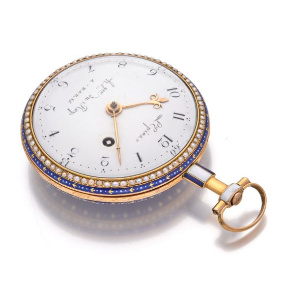 Rare French 18 carat gold and enamel verge watch Circa 1790 Rare French 18 carat gold and enamel verge watch Circa 1790