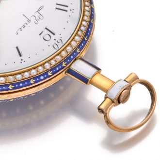 Rare French 18 carat gold and enamel verge watch Circa 1790 Rare French 18 carat gold and enamel verge watch Circa 1790