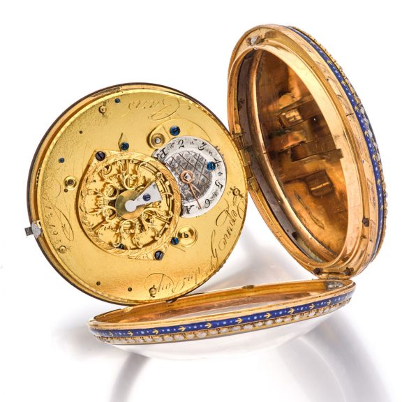 Rare French 18 carat gold and enamel verge watch Circa 1790 Rare French 18 carat gold and enamel verge watch Circa 1790