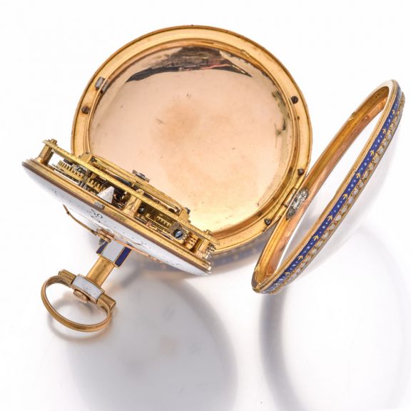 Rare French 18 carat gold and enamel verge watch Circa 1790 Rare French 18 carat gold and enamel verge watch Circa 1790