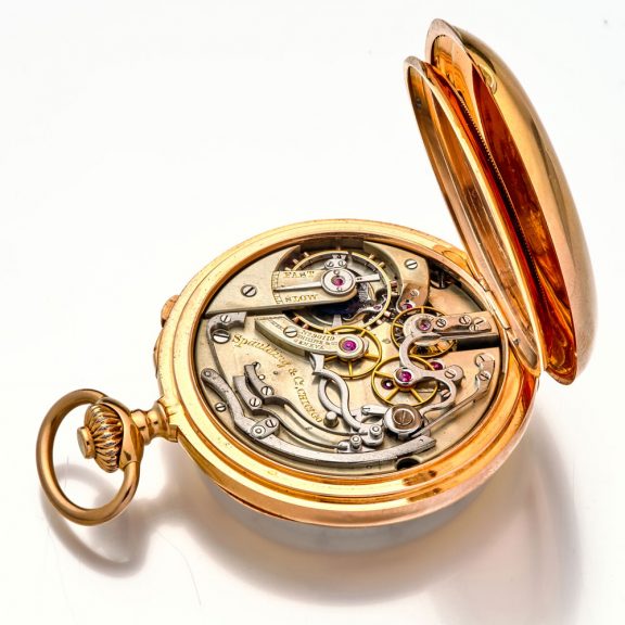 Swiss 18 carat gold Geneva split seconds chronograph Circa 1905 Swiss 18 carat gold Geneva split seconds chronograph Circa 1905