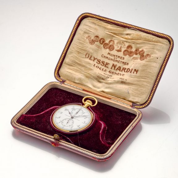 Heavy Swiss gold open faced chronograph watch Circa 1910 Heavy Swiss gold open faced chronograph watch Circa 1910