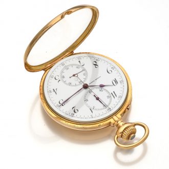 Heavy Swiss gold open faced chronograph watch Circa 1910