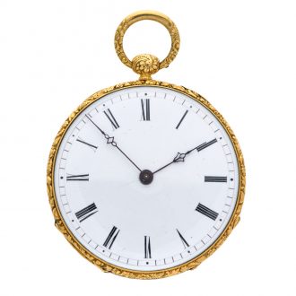 Decorative Swiss 18K gold open faced lever watch Circa 1840