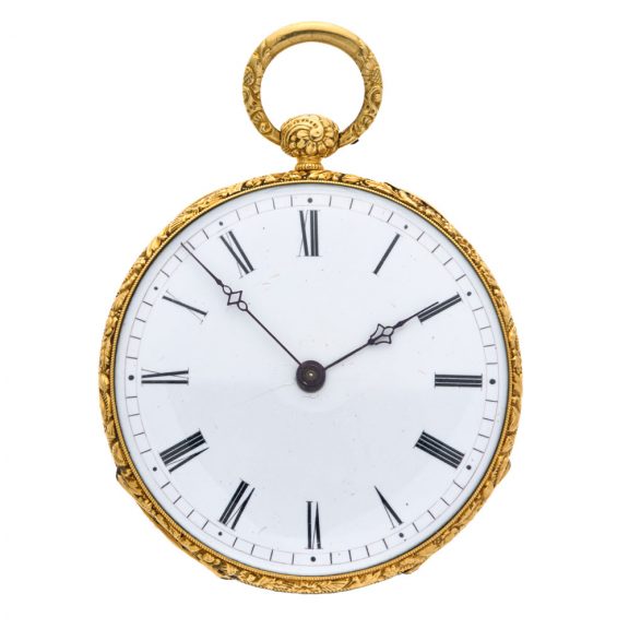 Decorative Swiss 18K gold open faced lever watch Circa 1840