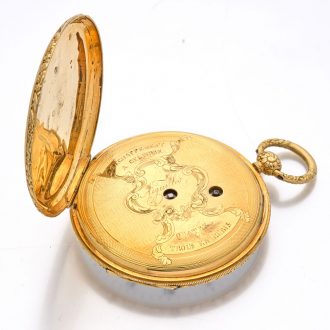 Decorative Swiss 18K gold open faced lever watch Circa 1840