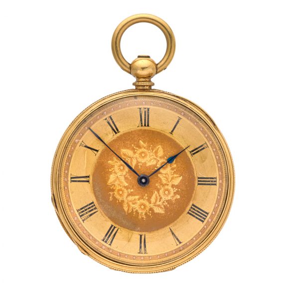 Swiss gold 18 carat open faced cylinder watch Circa 1850