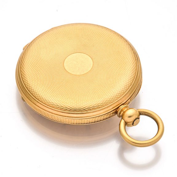 Swiss gold 18 carat open faced cylinder watch Circa 1850 Swiss gold 18 carat open faced cylinder watch Circa 1850